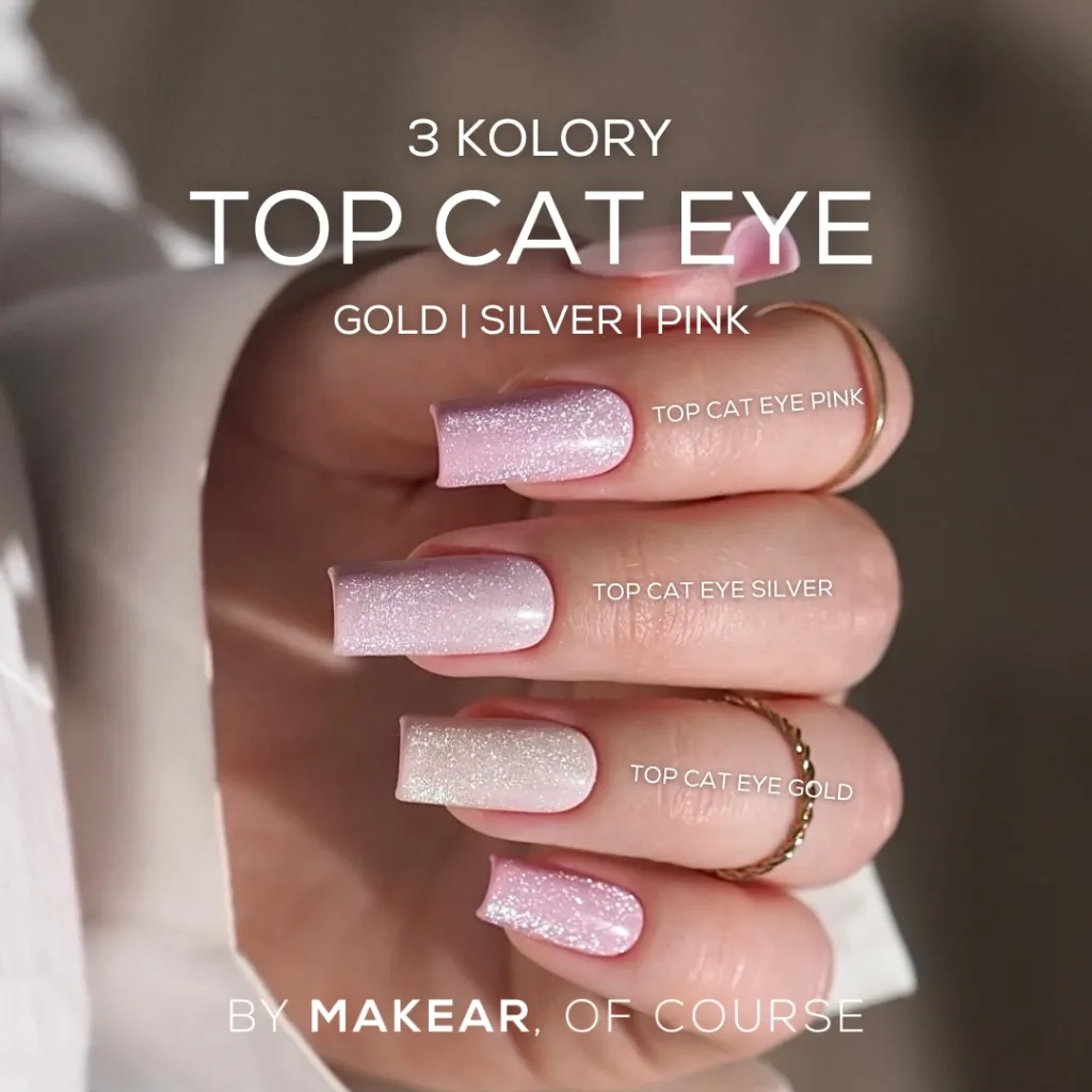Top Coat  No Wipe Cat Eye ( Gold / Pink / Sylver )  8ml